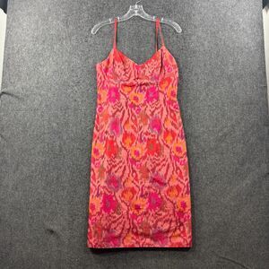 Vintage Nanette Lepore Dress Women's 6 Red Printed 100% Silk Sleeveless